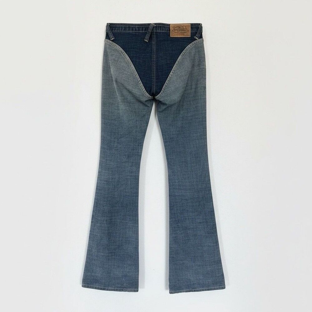Vintage Y2K Von Dutch Jeans Women’s 26 Two Tone Low Rise Chaps Style Western - Picture 2 of 15